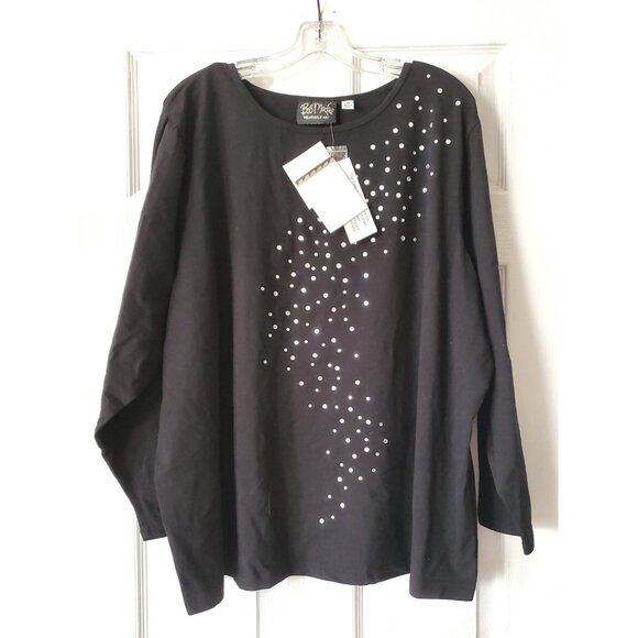 VINTAGE BOB MACKIE WEARABLE ART WOMENS SHIRT RHINESTONES SIZE 3X NWT - Picture 1 of 8
